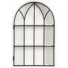 imageKate and Laurel Megara Decorative Wooden Hanging Arched Wall Cabinet with Door for Open Storage 16 x 6 x 24 Black and Natural Wood Wooden Floating Wall Bathroom Cabinet for Above Toilet StorageBlackWhite