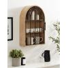 imageKate and Laurel Megara Decorative Wooden Hanging Arched Wall Cabinet with Door for Open Storage 16 x 6 x 24 Black and Natural Wood Wooden Floating Wall Bathroom Cabinet for Above Toilet StorageNatural