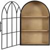 imageKate and Laurel Megara Decorative Wooden Hanging Arched Wall Cabinet with Door for Open Storage 16 x 6 x 24 Black and Natural Wood Wooden Floating Wall Bathroom Cabinet for Above Toilet StorageNatural