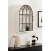 imageKate and Laurel Megara Decorative Wooden Hanging Arched Wall Cabinet with Door for Open Storage 16 x 6 x 24 Black and Natural Wood Wooden Floating Wall Bathroom Cabinet for Above Toilet StorageBlackWhite