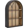 imageKate and Laurel Megara Decorative Wooden Hanging Arched Wall Cabinet with Door for Open Storage 16 x 6 x 24 Black and Natural Wood Wooden Floating Wall Bathroom Cabinet for Above Toilet StorageNatural