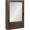 imageKate and Laurel Mezzeta Decorative Modern Rectangle Bathroom Cabinet with Mirror 20 x 5 x 30 White Wooden Bathroom Mirror with Storage for Bath Medicine Cabinet or OverTheToilet Storage OptionBrown