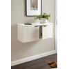 imageKate and Laurel Mezzeta Decorative TwoDoor Wall Cabinet 30 x 10 x 14 White Decorative Modern Storage Cabinet for Use as Floating Nightstand or Floating TV Shelf