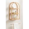 imageKate and Laurel Rahmati Modern Arched Rattan Wall Shelf 18 x 7 x 30 Natural Rattan Boho Arch Wall Shelves for OverTheToilet Storage or Entryway Storage Shelf