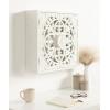 imageKate and Laurel Saanvi Traditional Carved Wood Wall Cabinet 20 x 6 x 20 Light Natural Dimensional Over The Toilet Storage Cabinet for Bathroom Storage and DisplayWhite