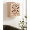 imageKate and Laurel Saanvi Traditional Carved Wood Wall Cabinet 20 x 6 x 20 Light Natural Dimensional Over The Toilet Storage Cabinet for Bathroom Storage and DisplayNatural