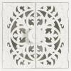 imageKate and Laurel Saanvi Traditional Carved Wood Wall Cabinet 20 x 6 x 20 Light Natural Dimensional Over The Toilet Storage Cabinet for Bathroom Storage and DisplayWhite