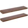 imageKate and Laurel Burena Modern Curved Mango Wood Floating Shelves Set of 2 24 x 6 Walnut Brown Functional Bathroom and Kitchen Shelves for Storage and DisplayWalnut Brown