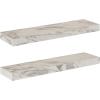 imageKate and Laurel Havlock Modern Faux Marble Floating Shelves Set of 2 22 x 6 White Transitional Functional Bathroom and Kitchen Shelves for Storage and Display