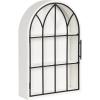 imageKate and Laurel Megara Decorative Wooden Hanging Arched Wall Cabinet with Door for Open Storage 16 x 6 x 24 Black and Natural Wood Wooden Floating Wall Bathroom Cabinet for Above Toilet StorageBlackWhite