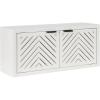 imageKate and Laurel Mezzeta Decorative TwoDoor Wall Cabinet 30 x 10 x 14 White Decorative Modern Storage Cabinet for Use as Floating Nightstand or Floating TV Shelf