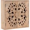 imageKate and Laurel Saanvi Traditional Carved Wood Wall Cabinet 20 x 6 x 20 Light Natural Dimensional Over The Toilet Storage Cabinet for Bathroom Storage and DisplayNatural