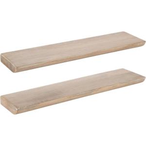 imageKate and Laurel Burena Modern Curved Mango Wood Floating Shelves Set of 2 24 x 6 Walnut Brown Functional Bathroom and Kitchen Shelves for Storage and DisplayNatural