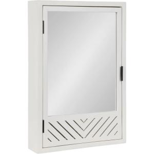 imageKate and Laurel Mezzeta Decorative Modern Rectangle Bathroom Cabinet with Mirror 20 x 5 x 30 White Wooden Bathroom Mirror with Storage for Bath Medicine Cabinet or OverTheToilet Storage OptionWhite