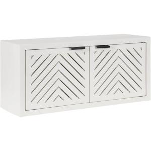 imageKate and Laurel Mezzeta Decorative TwoDoor Wall Cabinet 30 x 10 x 14 White Decorative Modern Storage Cabinet for Use as Floating Nightstand or Floating TV Shelf