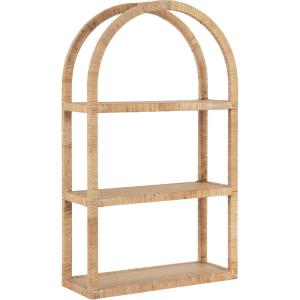imageKate and Laurel Rahmati Modern Arched Rattan Wall Shelf 18 x 7 x 30 Natural Rattan Boho Arch Wall Shelves for OverTheToilet Storage or Entryway Storage Shelf