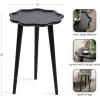 imageKate and Laurel Alezar Modern Wooden Round Side Table 15 x 15 x 22 Light Natural Transitional Solid Wood End Table with Wavy Edge for Bedroom Nightstand or Living Room DecorBlack