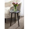 imageKate and Laurel Alezar Modern Wooden Round Side Table 15 x 15 x 22 Light Natural Transitional Solid Wood End Table with Wavy Edge for Bedroom Nightstand or Living Room DecorBlack