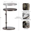 imageKate and Laurel Engles Traditional AdjustableHeight Oval CTable 15 x 10 x 28 Gray Gunmetal Vintage Round Indoor Metal CShaped End Table with Embossed Pattern for Use as Overbed TablePewter
