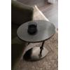imageKate and Laurel Engles Traditional AdjustableHeight Oval CTable 15 x 10 x 28 Gray Gunmetal Vintage Round Indoor Metal CShaped End Table with Embossed Pattern for Use as Overbed TablePewter