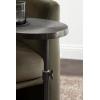 imageKate and Laurel Engles Traditional AdjustableHeight Oval CTable 15 x 10 x 28 Gray Gunmetal Vintage Round Indoor Metal CShaped End Table with Embossed Pattern for Use as Overbed TablePewter