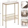 imageKate and Laurel Trubey Modern Mirrored Rectangle Narrow Side Table 16 x 8 x 25 Gold Modern Glam Slim End Table with Bottom Wire Storage Rack and Mirrored Tabletop