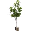 imageKate and Laurel Fidmont Modern Faux Fiddle Fig Tree 6 FT Potted Artificial Fiddle Leaf Tree Indoor with Realistic Foliage and Additional Decorative Moss Fake Plant for Living Room Decor5ft 11in