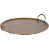 imageKate and Laurel Sanzo Transitional Hammered Metal Round Tray 16 Inch Diameter Antique Brass Vintage Metal Decorative Circle Tray with Hammered Surface and Minimalist Metal HandlesGold