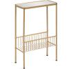 imageKate and Laurel Trubey Modern Mirrored Rectangle Narrow Side Table 16 x 8 x 25 Gold Modern Glam Slim End Table with Bottom Wire Storage Rack and Mirrored Tabletop
