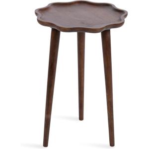 imageKate and Laurel Alezar Modern Wooden Round Side Table 15 x 15 x 22 Light Natural Transitional Solid Wood End Table with Wavy Edge for Bedroom Nightstand or Living Room DecorWalnut Brown