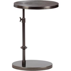imageKate and Laurel Engles Traditional AdjustableHeight Oval CTable 15 x 10 x 28 Gray Gunmetal Vintage Round Indoor Metal CShaped End Table with Embossed Pattern for Use as Overbed TablePewter