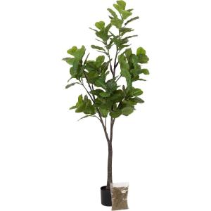 imageKate and Laurel Fidmont Modern Faux Fiddle Fig Tree 6 FT Potted Artificial Fiddle Leaf Tree Indoor with Realistic Foliage and Additional Decorative Moss Fake Plant for Living Room Decor5ft 11in