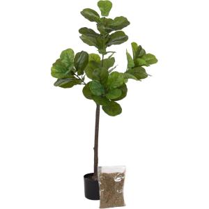 imageKate and Laurel Fidmont Modern Faux Fiddle Fig Tree 6 FT Potted Artificial Fiddle Leaf Tree Indoor with Realistic Foliage and Additional Decorative Moss Fake Plant for Living Room Decor3ft 11in