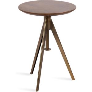imageKate and Laurel Keres Modern AdjustableHeight Round Tripod Side Table 16 x 16 x 28 Natural Wood and Black Transitional Circle End Table for Use as Indoor Plant Stand or Bedroom NightstandWalnut BrownGold