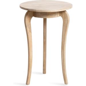 imageKate and Laurel Mariona Traditional Round Mango Wood Side Table 16 x 16 x 24 Dark Brown Vintage Circle End Table with Classic Curved Legs for Living Room Home Decor or Bedroom Nightstand DecorNatural