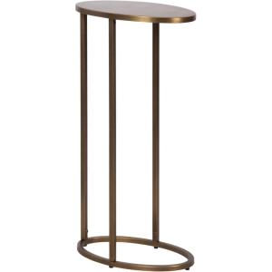 imageKate and Laurel Natalli Modern Glam Metal Oval CTable 14 x 9 x 28 Black Transitional Elegant Round CShaped Side Table for Use as Bedroom or Living Room DecorGold