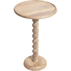 imageKate and Laurel Willoughby Modern Wooden Spiraled Round Side Table 15 x 15 x 24 Walnut Brown Accent Pedestal End Table with Turned Base for Use as Indoor Plant Stand or Bedroom Nightstand OptionNatural