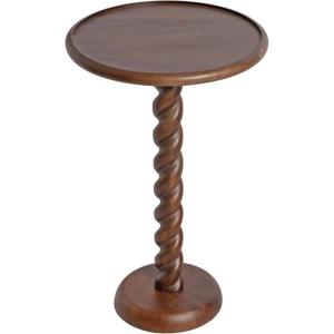 imageKate and Laurel Willoughby Modern Wooden Spiraled Round Side Table 15 x 15 x 24 Walnut Brown Accent Pedestal End Table with Turned Base for Use as Indoor Plant Stand or Bedroom Nightstand OptionWalnut Brown