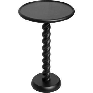 imageKate and Laurel Willoughby Modern Wooden Spiraled Round Side Table 15 x 15 x 24 Walnut Brown Accent Pedestal End Table with Turned Base for Use as Indoor Plant Stand or Bedroom Nightstand OptionBlack