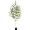 imageOlive Tree 8ft 96quot  Olive Trees Artificial Indoor with Natural Wood Trunk and Lifelike Fruits  Faux Olive Tree 8ft for Modern Home Office House Living Room Decor8ft