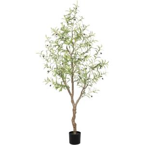 imageOlive Tree 8ft 96quot  Olive Trees Artificial Indoor with Natural Wood Trunk and Lifelike Fruits  Faux Olive Tree 8ft for Modern Home Office House Living Room Decor6ft