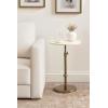 imageKate and Laurel Engles Traditional AdjustableHeight Pedestal Side Table 14 x 14 x 30 White Marble and Antique Brass Vintage Round End Table for Use as Indoor Plant Stand with Authentic Marble Top