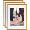 imageKate and Laurel Adlynn Coastal Rectangle Picture Frame Set of 3 16 x 20 matted to 8 x 10 White Modern ThreePiece Photo Frame Set for Gallery Wall Decor in Living Room Wall DisplayGold