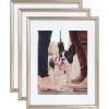 imageKate and Laurel Adlynn Coastal Rectangle Picture Frame Set of 3 16 x 20 matted to 8 x 10 White Modern ThreePiece Photo Frame Set for Gallery Wall Decor in Living Room Wall DisplaySilver