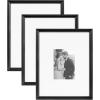 imageKate and Laurel Adlynn Coastal Rectangle Picture Frame Set of 3 16 x 20 matted to 8 x 10 White Modern ThreePiece Photo Frame Set for Gallery Wall Decor in Living Room Wall DisplayBlack