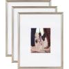 imageKate and Laurel Adlynn Coastal Rectangle Picture Frame Set of 3 16 x 20 matted to 8 x 10 White Modern ThreePiece Photo Frame Set for Gallery Wall Decor in Living Room Wall DisplaySilver