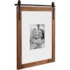imageKate and Laurel Cates Farmhouse Wooden Picture Frame 21x26 Matted to 1 8x10 Brown Decorative Photograph Frame Fitting One 8x10 Image with Barn DoorInspired Design for Living Room Decor