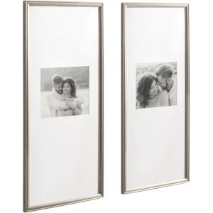 imageKate and Laurel Adlynn Coastal Rectangle Picture Frame Set of 3 16 x 20 matted to 8 x 10 White Modern ThreePiece Photo Frame Set for Gallery Wall Decor in Living Room Wall DisplaySilver