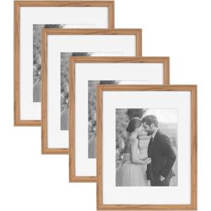 imageKate and Laurel Adlynn Coastal Rectangle Picture Frame Set of 3 16 x 20 matted to 8 x 10 White Modern ThreePiece Photo Frame Set for Gallery Wall Decor in Living Room Wall DisplayBrown