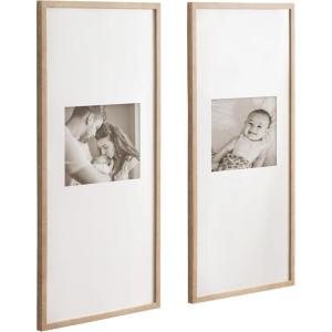 imageKate and Laurel Gallery Rectangular Panel Picture Frame Set of 2 14 x 30 matted to 8 x 10 Light Natural Modern Tall TwoPiece Photo Frame Set for Gallery Wall Decor in Living Room Wall DisplayNatural
